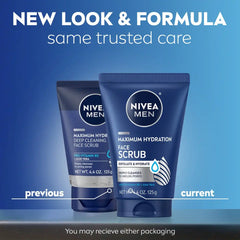 NIVEA Men Maximum Hydration Deep Cleaning Face Scrub with Aloe Vera - 4.4oz: Basic Cleansing, Soothing, For Dry Skin