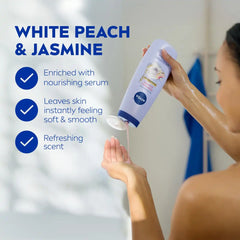 Nivea White Peach and Jasmine Refreshing Body Wash for Dry Skin - 20 fl oz: Paraben-Free, Liquid, Whole Body, Squeeze Bottle