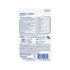 NIVEA Lip Cherry & Cream Lip Balms - 0.34oz/2ct: Moisturizing, Tinted, Balm, Vanilla, Cherry Flavors