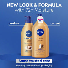 NIVEA Cocoa Butter Body Lotion with Deep Nourishing Serum - 33.8 fl oz: For Normal and Dry Skin, Whole Body Application, Pump Bottle