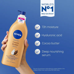NIVEA Cocoa Butter Body Lotion for Dry Skin - 16.9 fl oz: Whole Body, Pump Bottle, Paraben-Free
