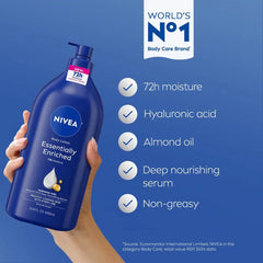 NIVEA Essentially Enriched Body Lotion for Dry Skin Scented - 33.8 fl oz: Moisturizing, Nourishing, Pump Bottle