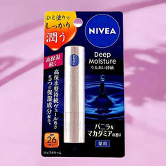 Nivea Japan Deep Moisture Lip Balm SPF26 PA+ - Vanilla & Macadamia - 0.77 oz - Indulge Your Lips in a Melting Veil of Moisture.
