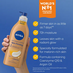 NIVEA Q10 Skin Firming Melanin Beauty & Hydration Body Lotion: Moisturizing Pump for Normal & Dry Skin, 16.9 fl oz
