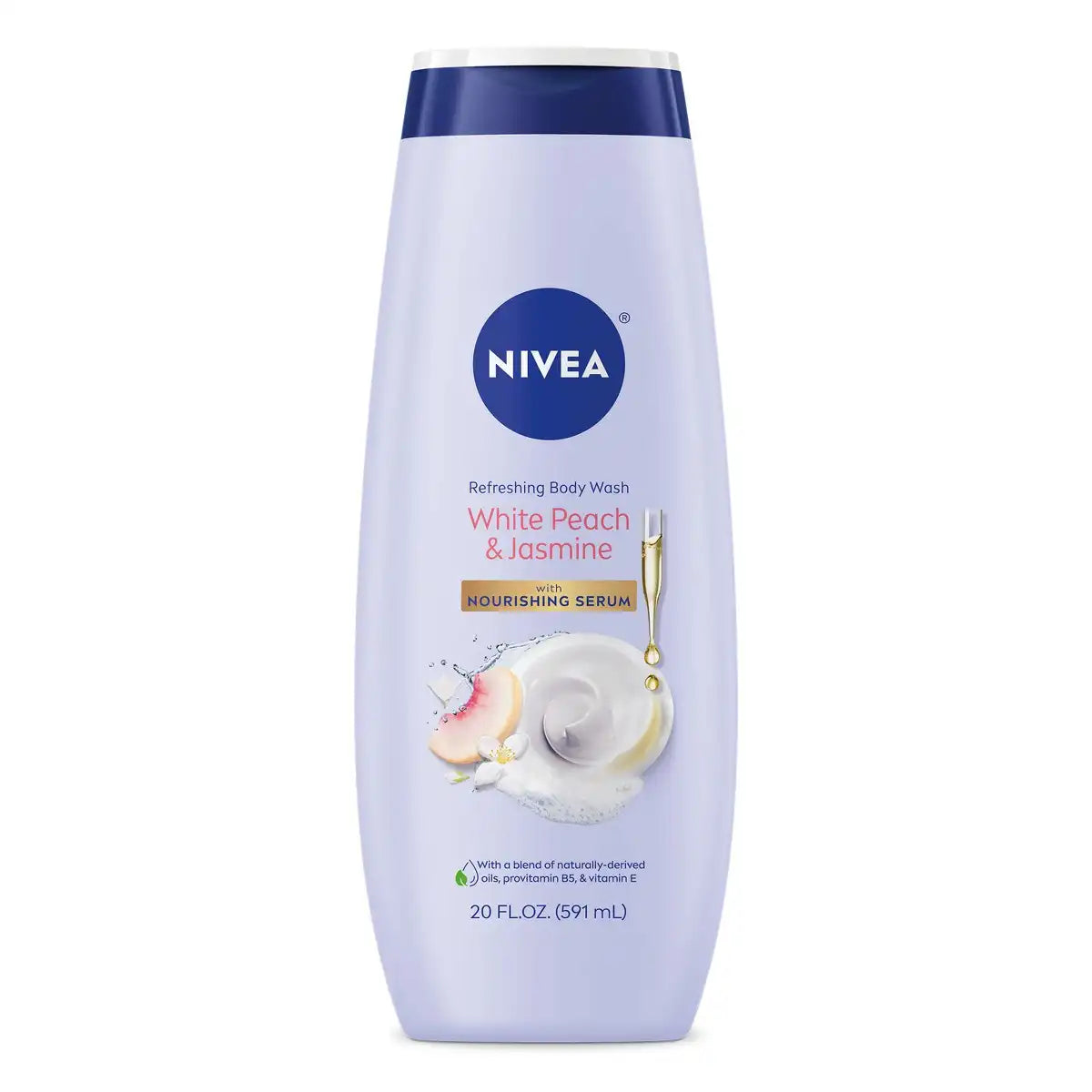 Nivea White Peach and Jasmine Refreshing Body Wash for Dry Skin - 20 fl oz: Paraben-Free, Liquid, Whole Body, Squeeze Bottle