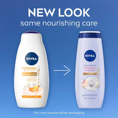Nivea White Peach and Jasmine Refreshing Body Wash for Dry Skin - 20 fl oz: Paraben-Free, Liquid, Whole Body, Squeeze Bottle