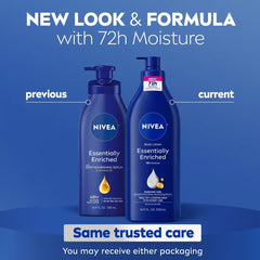 NIVEA Essentially Enriched Dry Skin Body Lotion with Almond Oil Scented - 16.9 fl oz: Paraben-Free, Pump Bottle, Whole Body Use