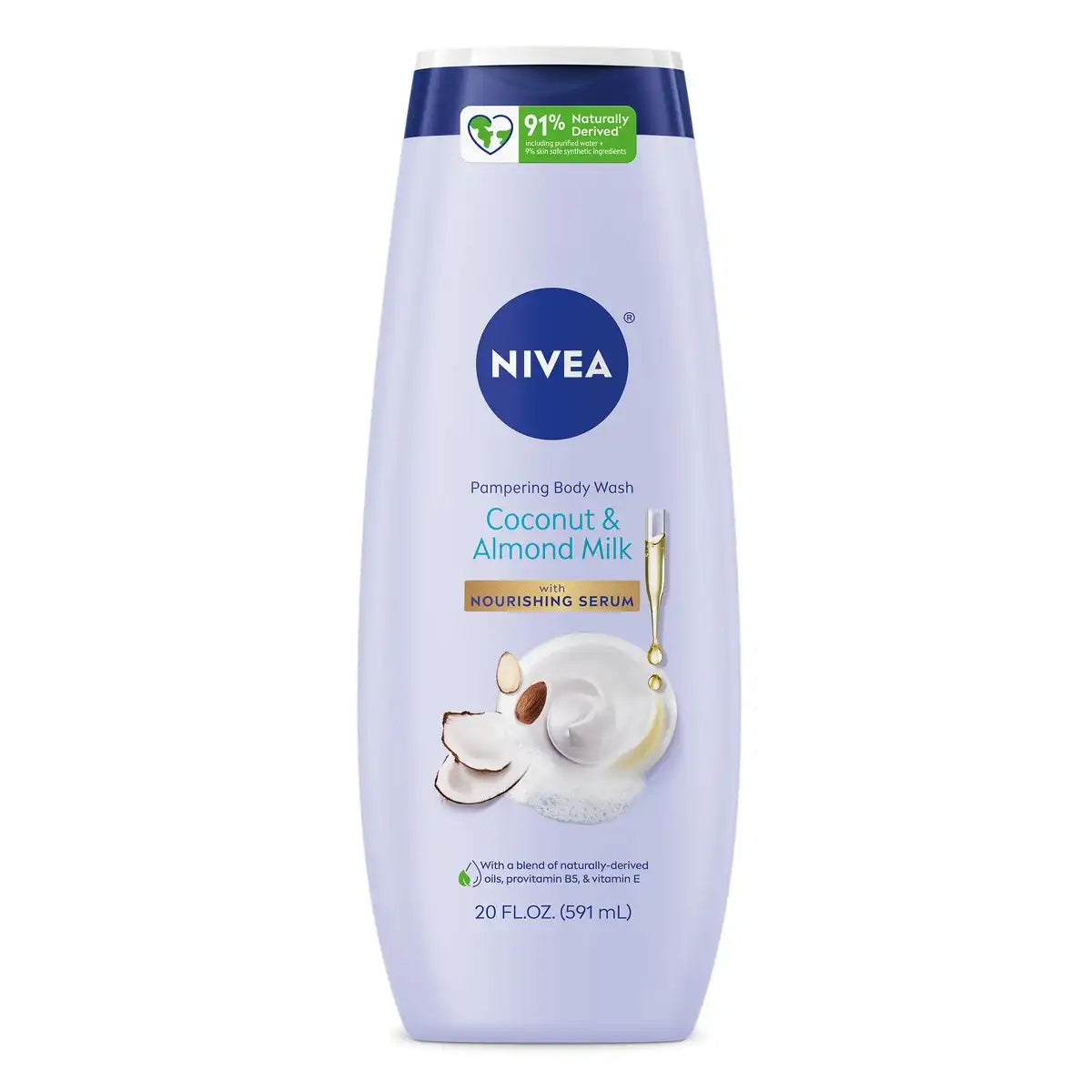 Nivea Coconut and Almond Milk Pampering Body Wash for Dry Skin - 20 fl oz: Liquid Form, Paraben-Free, Squeeze Bottle