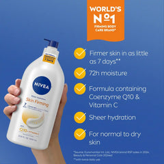 NIVEA Skin Firming Hydration Lotion Shea - 33.8 fl oz: Normal Skin, Whole Body Use, CoQ-10 Formula, Pump Bottle