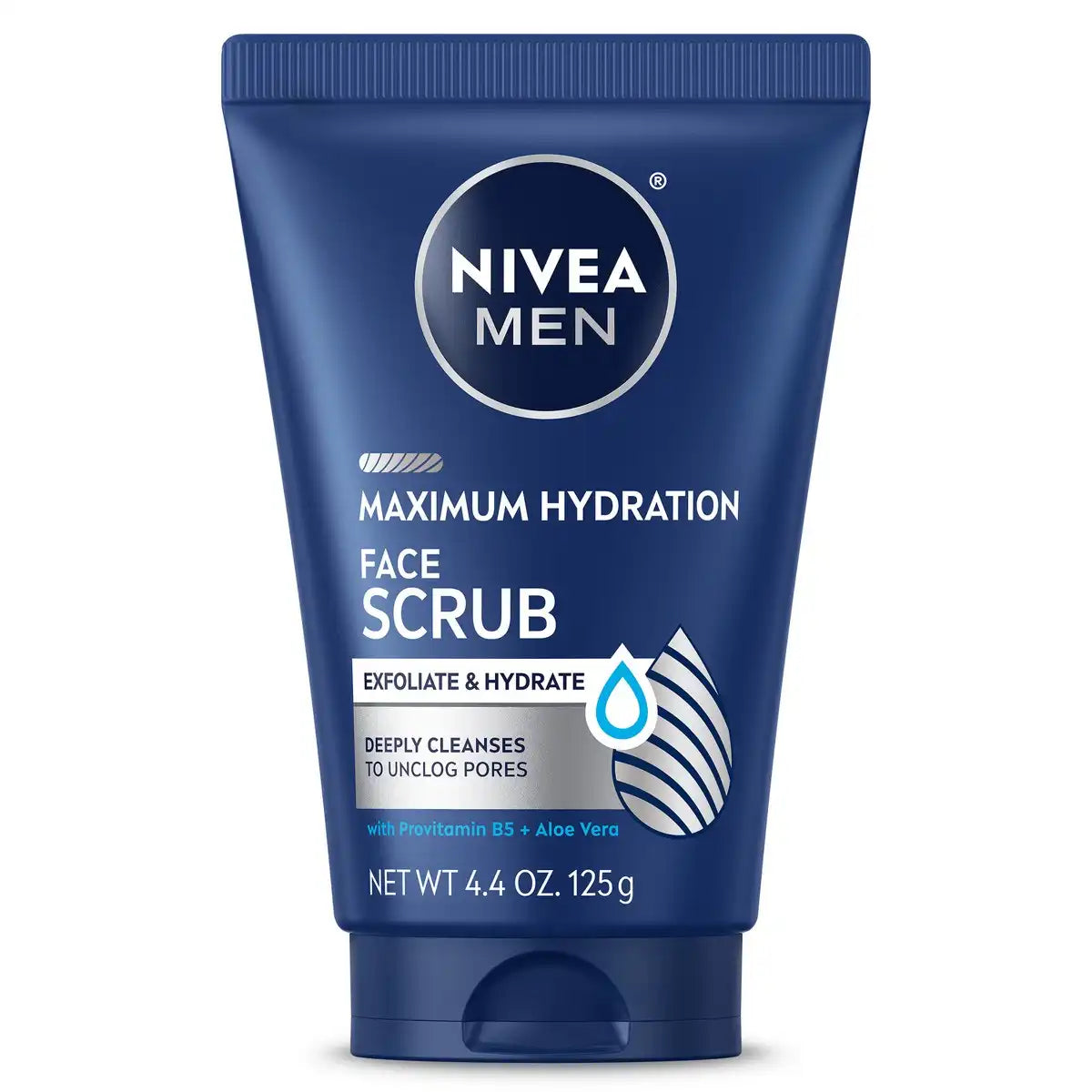 NIVEA Men Maximum Hydration Deep Cleaning Face Scrub with Aloe Vera - 4.4oz: Basic Cleansing, Soothing, For Dry Skin