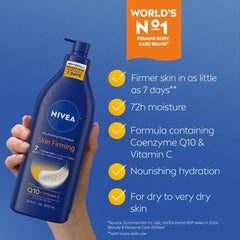 NIVEA Nourishing Skin Firming Body Lotion with Q10 and Vitamin C - Scented - 16.9 fl oz: Paraben-Free, Normal to Dry Skin, Pump Bottle