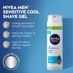 NIVEA Men Cooling Shave Gel for Sensitive Skin - 7oz: Face, All Hair Types, Paraben-Free, 1-Pack