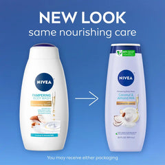 Nivea Coconut and Almond Milk Pampering Body Wash for Dry Skin - 20 fl oz: Liquid Form, Paraben-Free, Squeeze Bottle