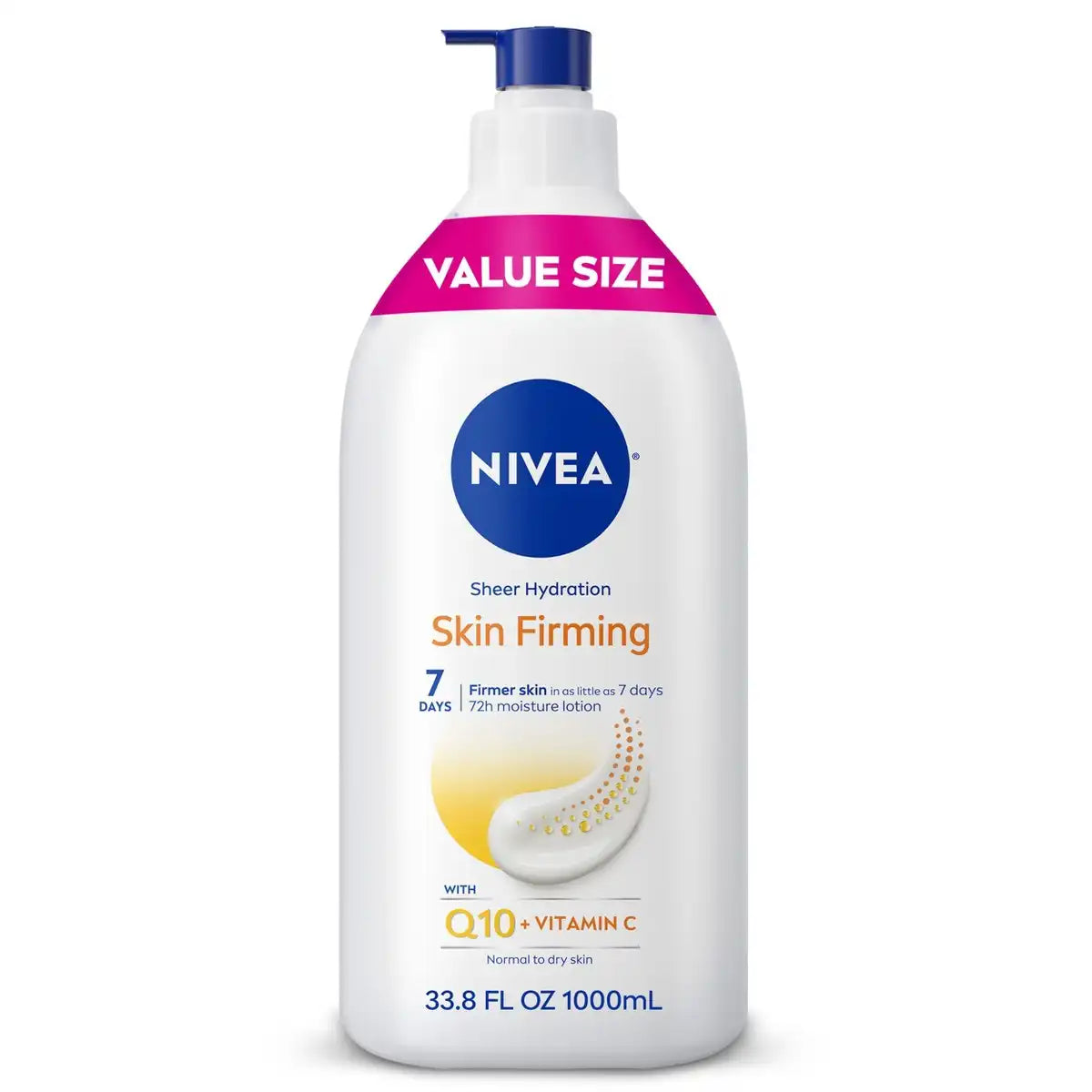 NIVEA Skin Firming Hydration Lotion Shea - 33.8 fl oz: Normal Skin, Whole Body Use, CoQ-10 Formula, Pump Bottle