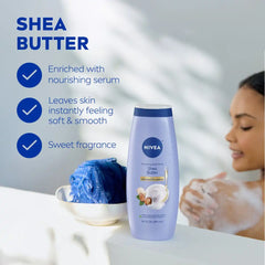 Nivea Shea Butter Nourishing Body Wash for Dry Skin - 20 fl oz: Paraben-Free, Liquid, Whole Body Use, Squeeze Bottle